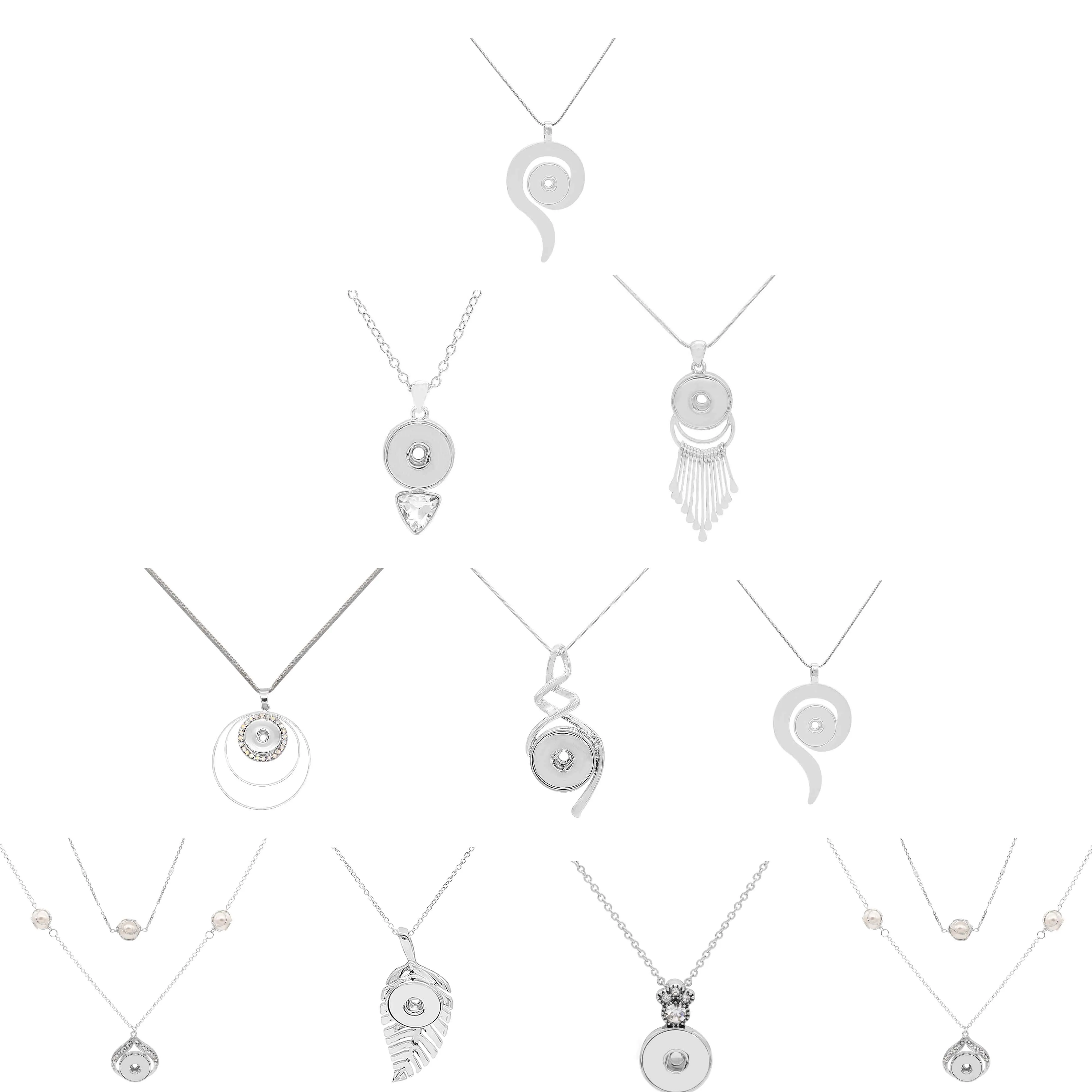 2019 Горячий Модный серебряный металлический кулон ожерелье Подходит 18 мм Кнопка с