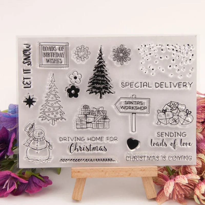 Рождественский прозрачный штамп для поздравительных открыток Скрапбукинг |