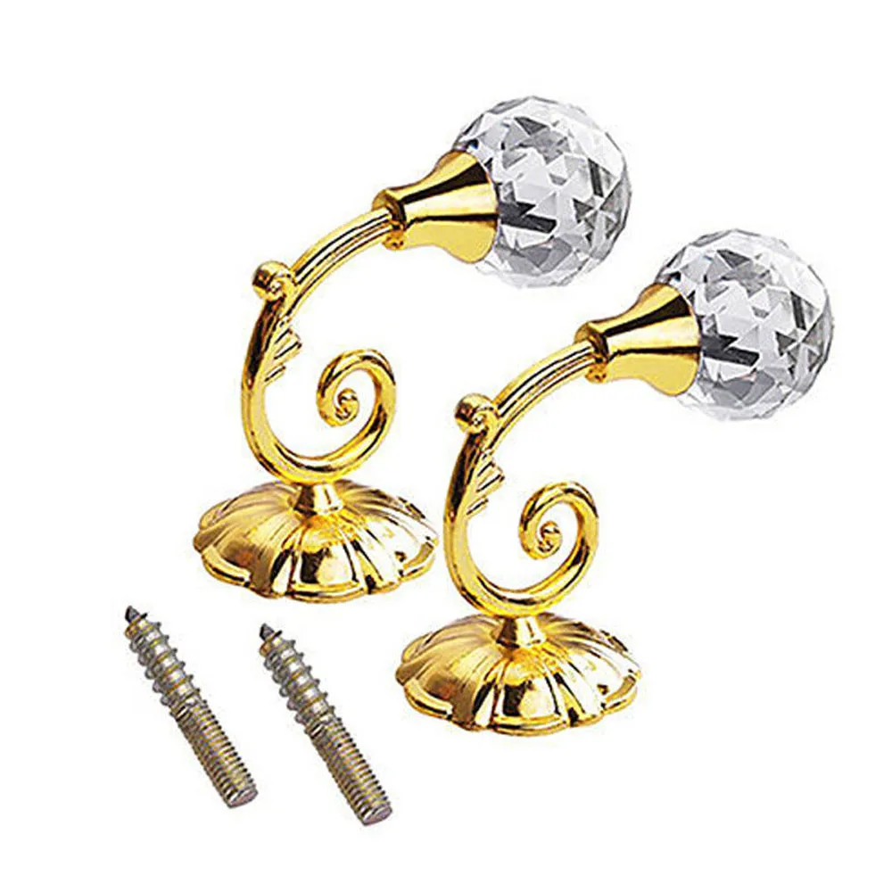 

2x Large Metal Crystal Glass Curtain Holdback Wall Tie Back Hanger Holder Advanced Universal Hook For Living Room Curtain