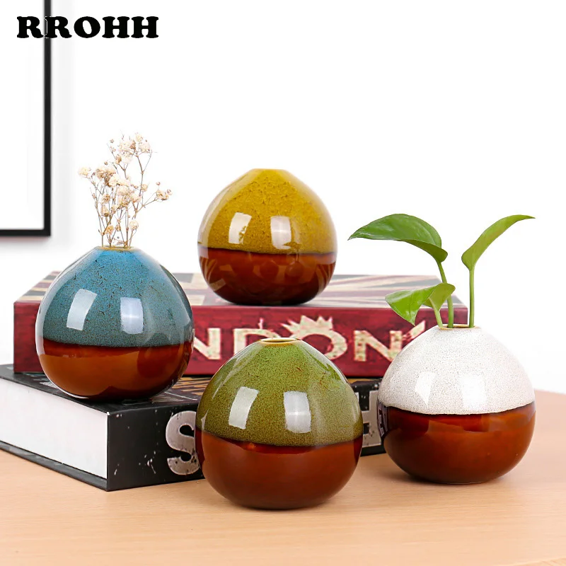 

Сферическая керамическая ваза маленького калибра, ваза для гидропонных растений в европейском стиле, украшение для цветов в гостиной