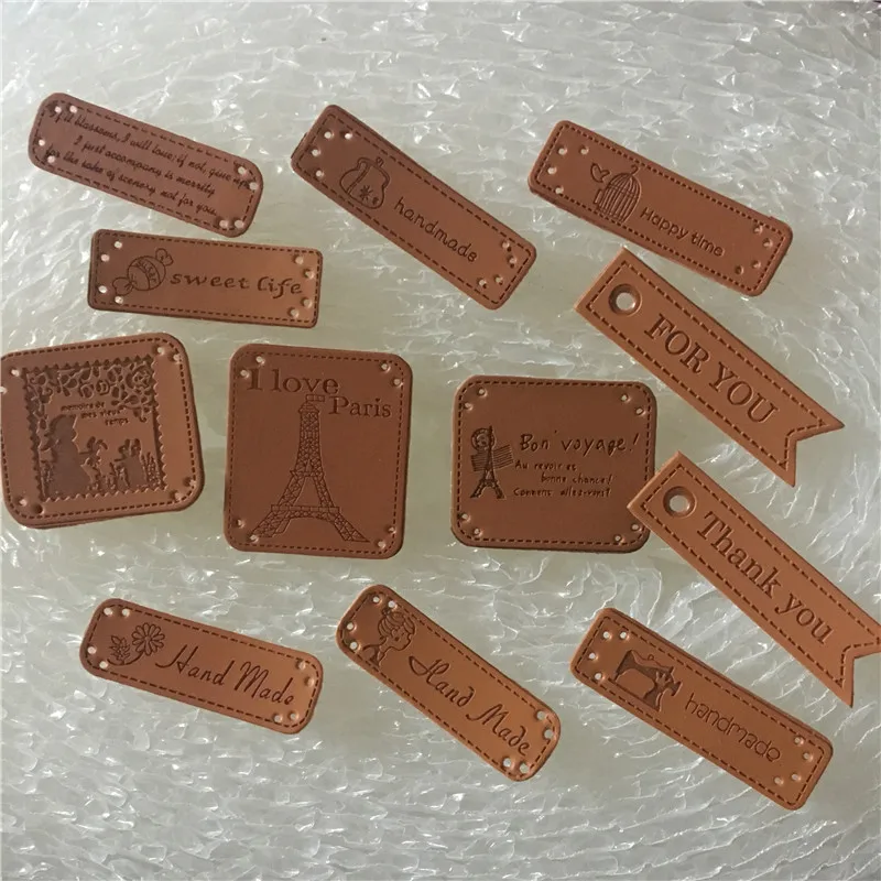 10 шт. этикетки ручной работы из тисненой искусственной кожи Аксессуары для