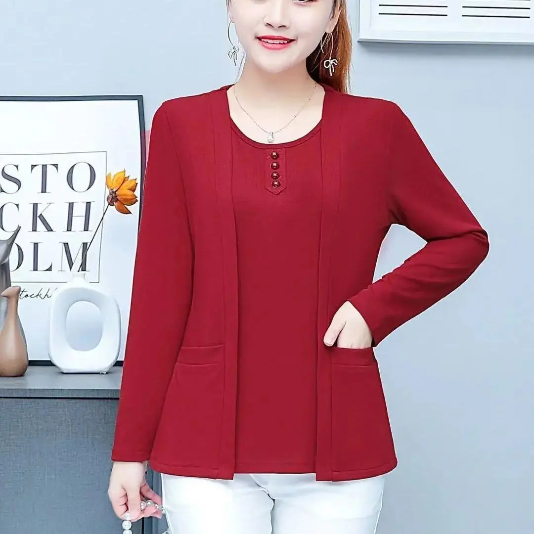 Двойные штаны с фальш вставкой для женщин футболка топ длинными рукавами