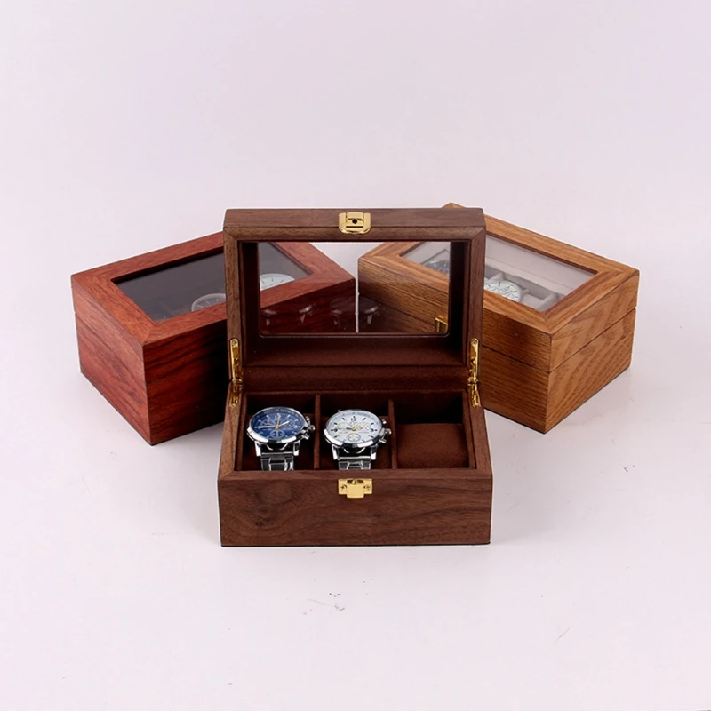 

808B 3 Slots Wooden Watch Box Removable Pillow Watches Display Container Jewelry Storage Holder Travel Organizer Case Gift