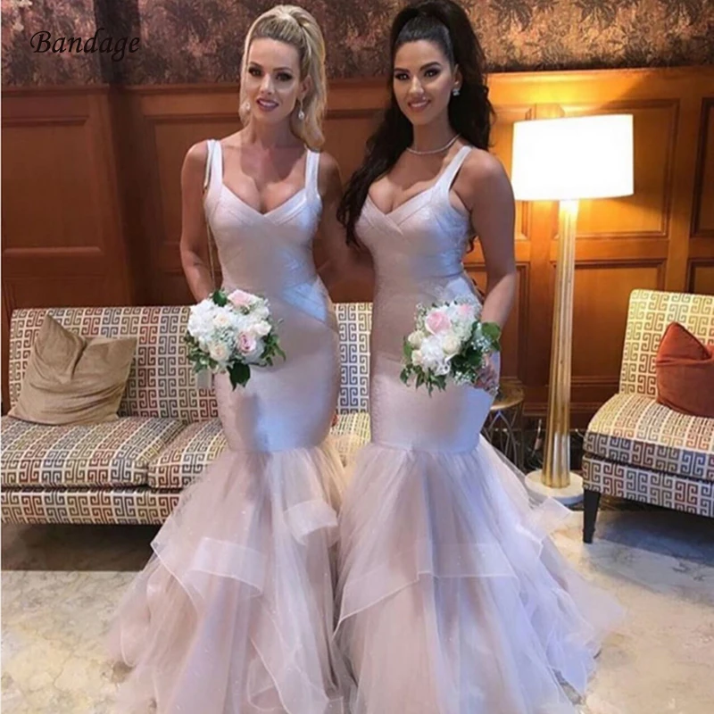 

Long Women Celerity Evening Party Bandage Dress Sexy Spaghetti Strap V Neck Vestido Fashion Mesh Patchwork Dress Black Gold Pink