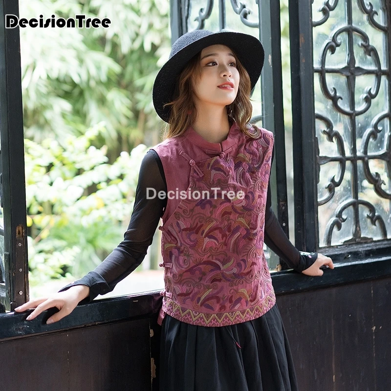 Жаккардовый женский жилет в стиле ретро Женский Топ китайском элегантный ханьфу