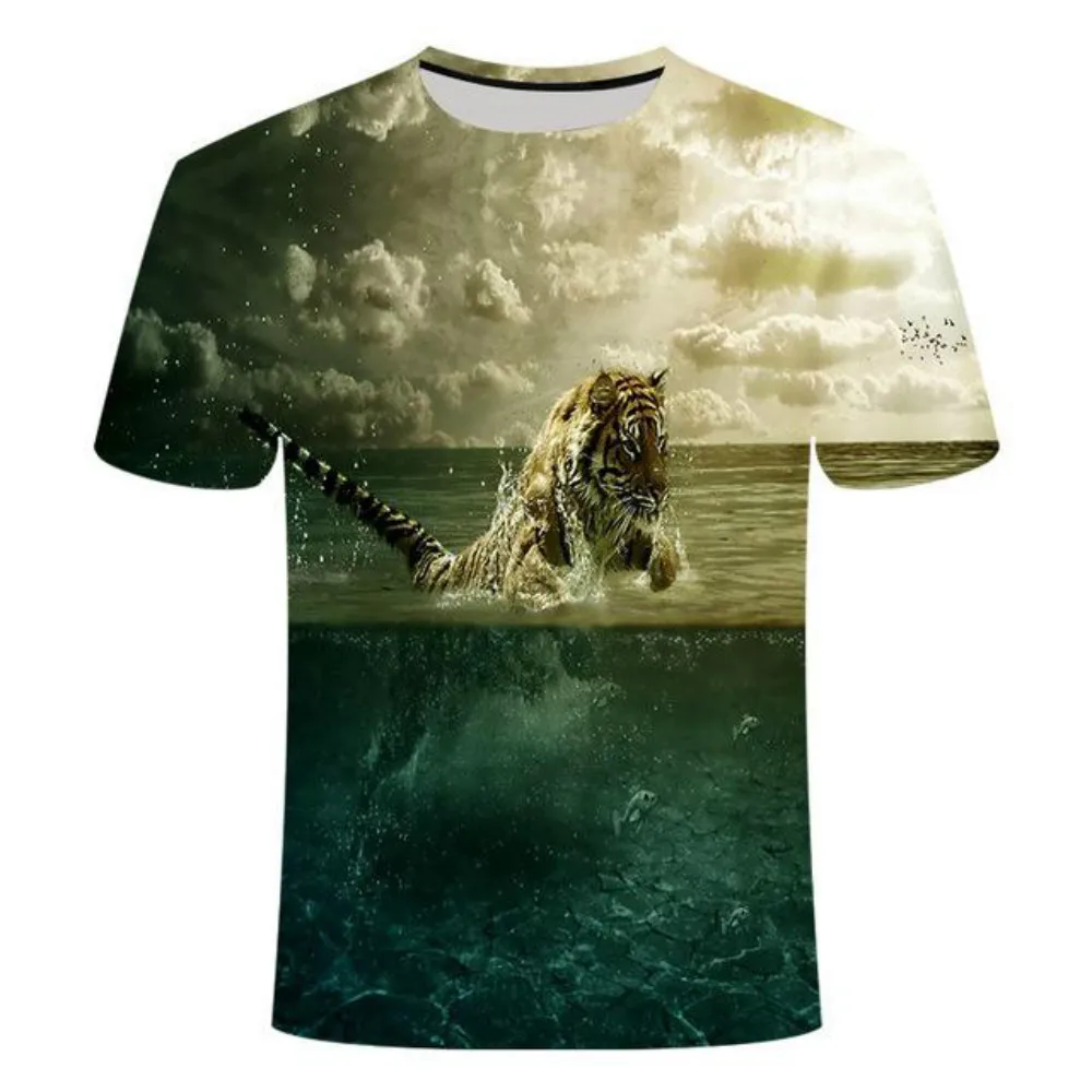 

3D printing T-shirt men's short-sleeved O-neck fishing cool T-shirt casual oversized men's top summer clothes