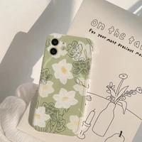 retro line abstract white flowers art phone case for apple iphone 13 12 11 pro xs max xr x 7 8 plus 7plus case cute soft cover
