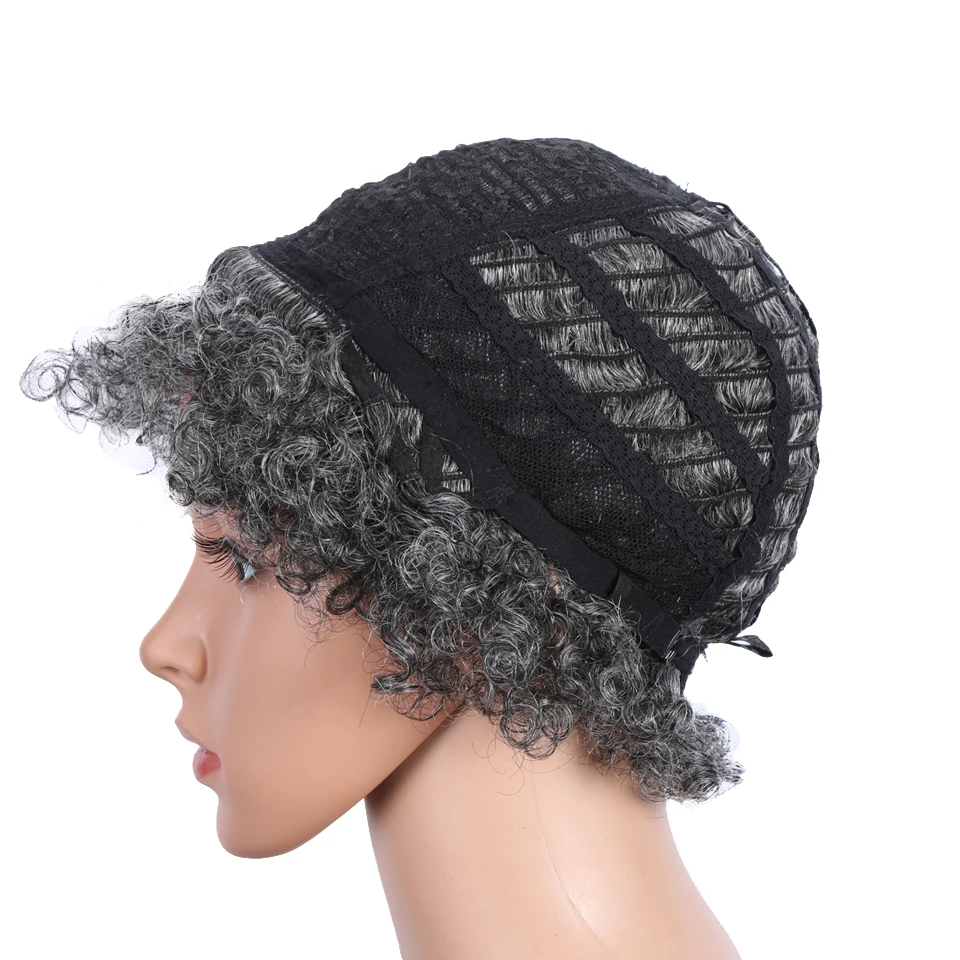 Женский парик из натуральных волос Trueme темно серый короткий бразильских Remy для