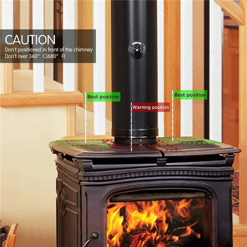 

Heat Powered Stove Fan Blades Accessories Eco Fireplace Fan Wood Burner Quiet Energy Saving Home Efficient Heat Distribution