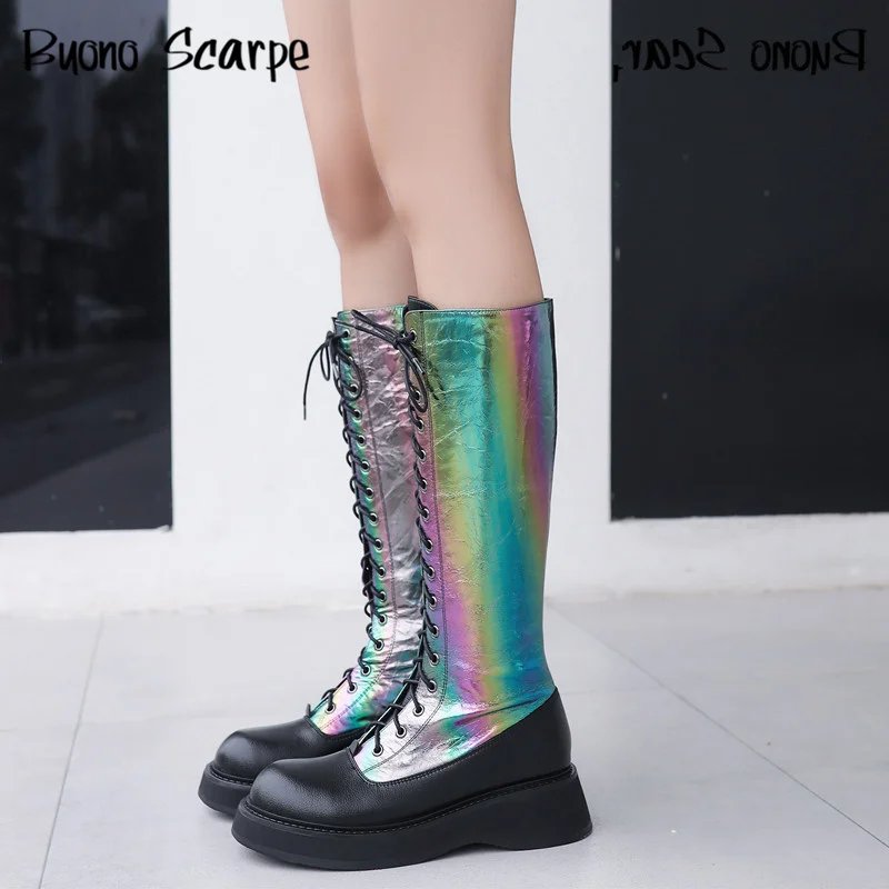 

Сапоги женские кожаные на толстой подошве, с круглым носком, на молнии, в стиле ретро