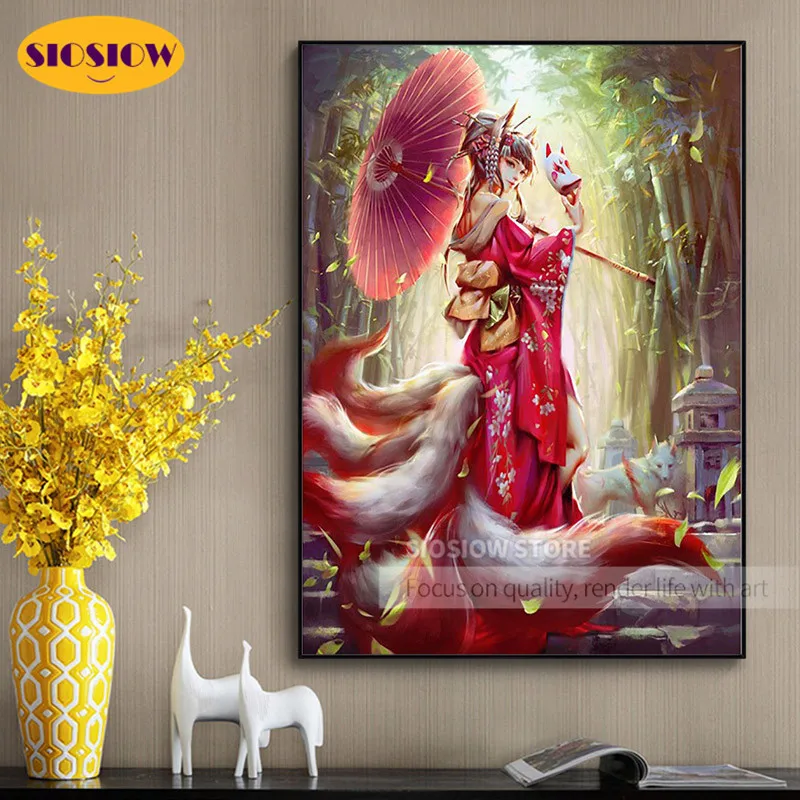 DIY 5d Diamond Painting Beauty Lady Anime Girl Full Square Drill Daimond Cross Stitch Kits Embroidery Decor Home Gifts For Women | Дом и сад