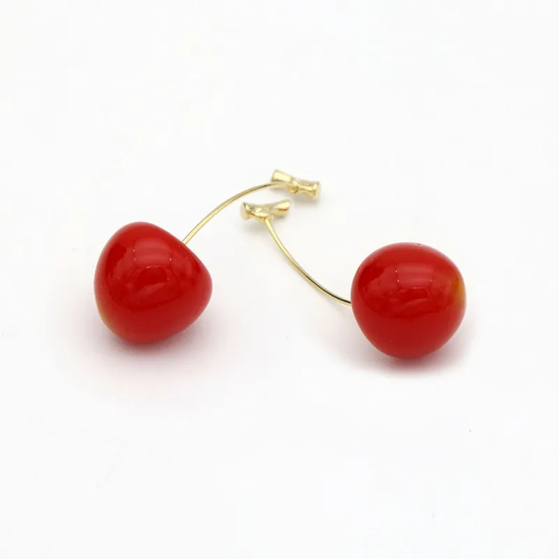 

Women Fashion Summer Cute Red Cherry Fruit Earrings Party Jewelry Gift