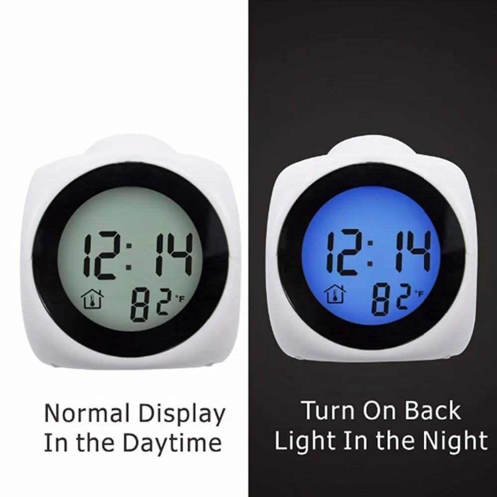 LCD Projection Alarm Clock Talking Voice Prompt Thermometer Snooze Function Desk Table Decor LED Display Time Digital |