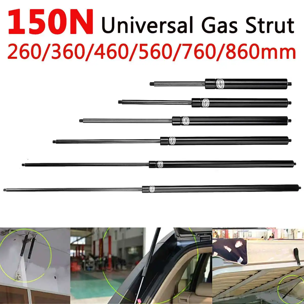 

1pcs 150N 260-860mm Car Gas Strut Bars Gas Spring Hood Support Rod Shock Lift for RV Bed Window Bus Caravans