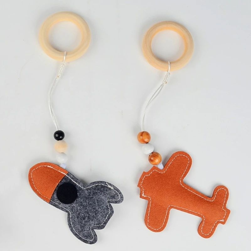 

Wooden Beads Baby Stroller Clip Cartoon Felt Star Cloud Newborn Pram Clips Pacifier Chain Wooden Teether Mobile Rattle Toys