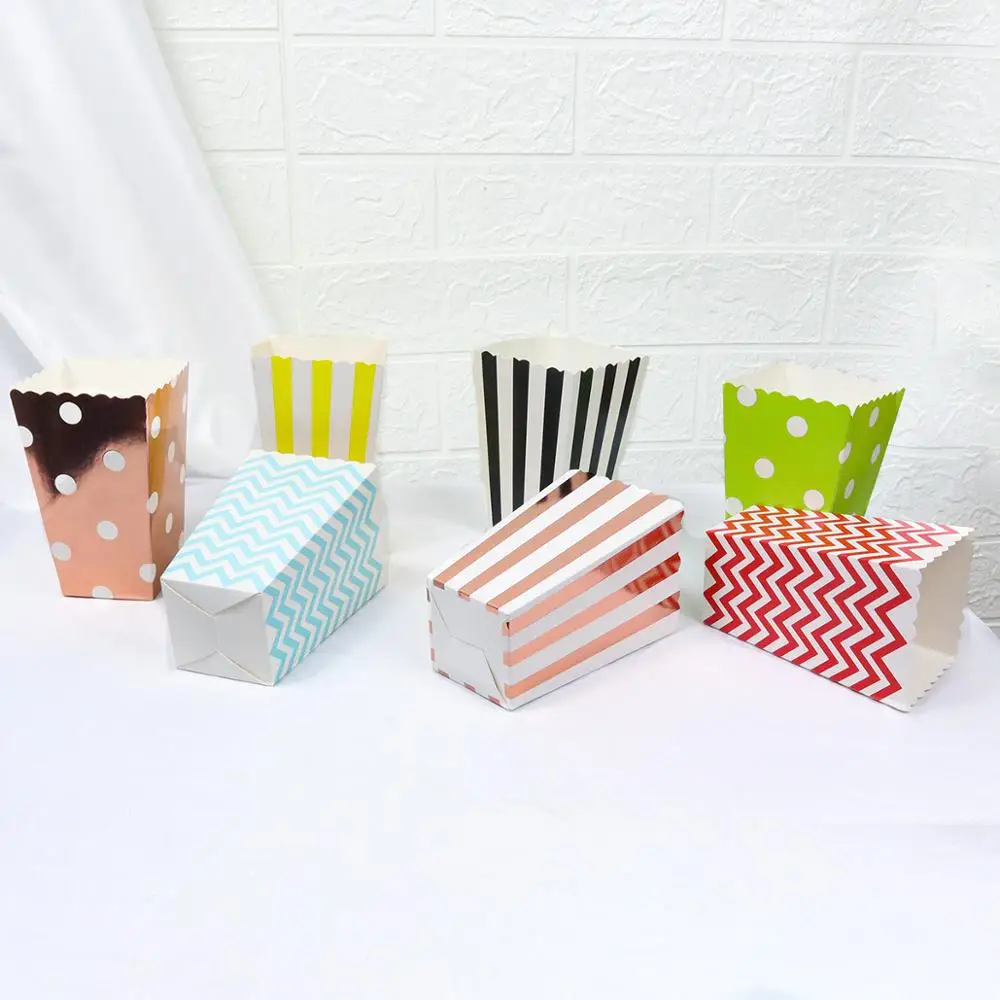 6/12 шт многоцветная полосатая бумажная коробка для попкорна в горошек попкорн