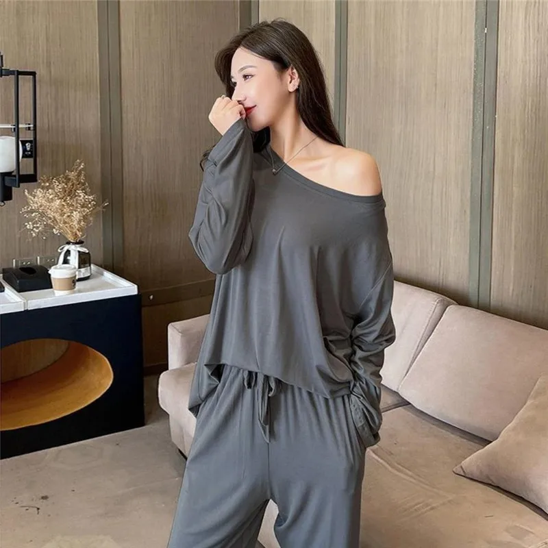 

2 шт., женские пижамные комплекты с длинным рукавом