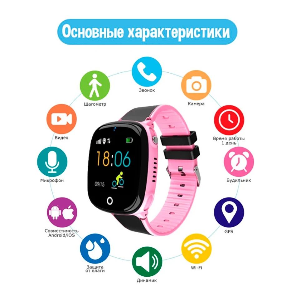 Детские умные часы Smart Baby Watch HW11 розовые/ Наручные розовые / Умные | Электроника
