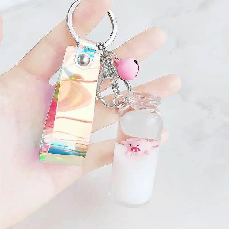 

Floating Pig Milk Bottle Pendant anime keychain Cartoon Floating Pig Pig Girl Bag Pendant Wishing Bottle cute keychain jewelry