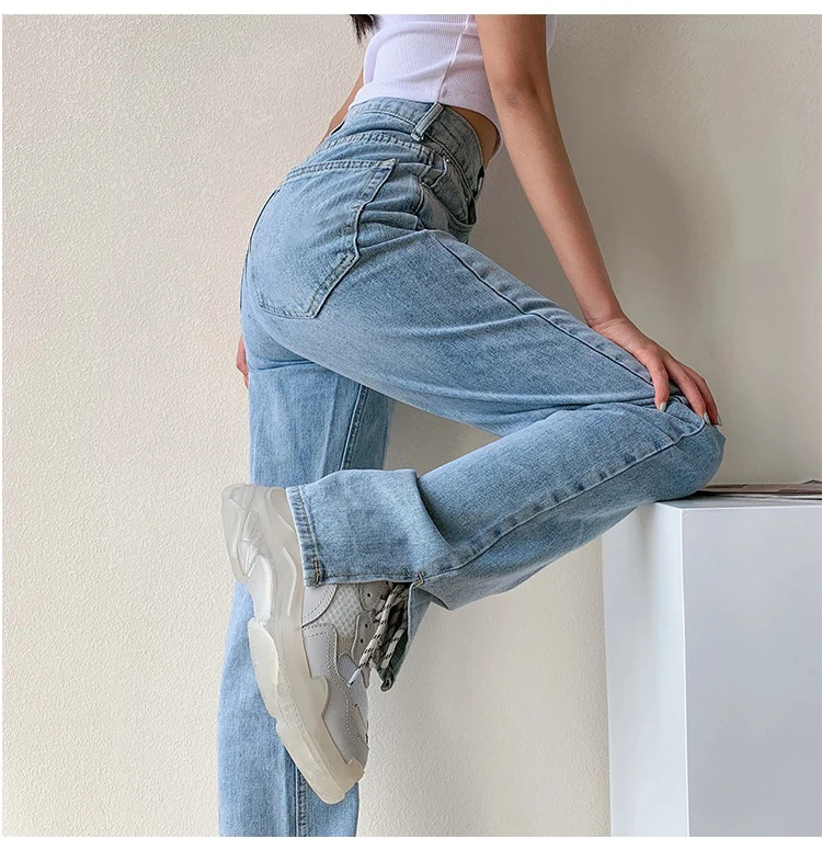 

Women's Pants Straight Leg Jeans Women High Waist Slim Loose Autumn Winter Pants Casual Washed Mom Fashion Trousers