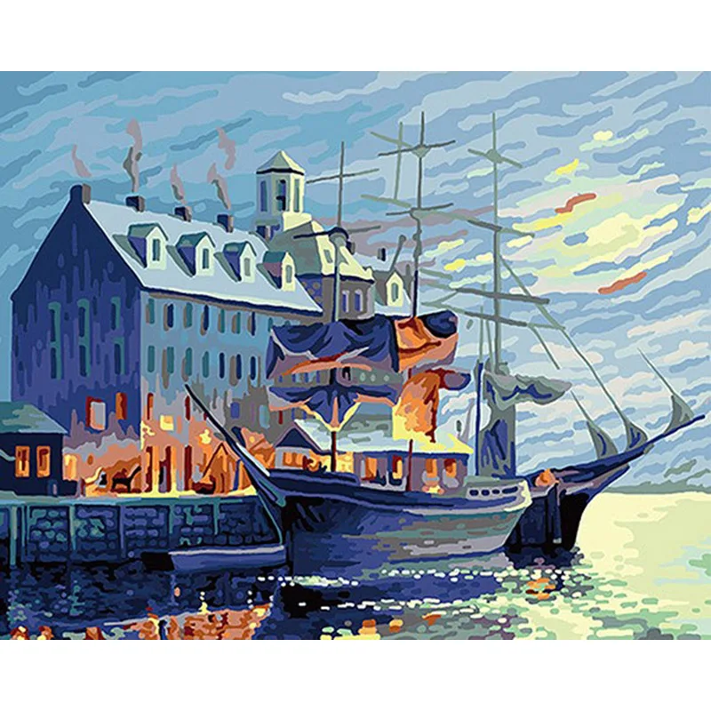 1292 SDOYUNO 40x50 см живопись по номерам корабль цифровая живопись пейзаж Лодка на каване бескаркасные DIY картины по номерам - Цвет: 1292