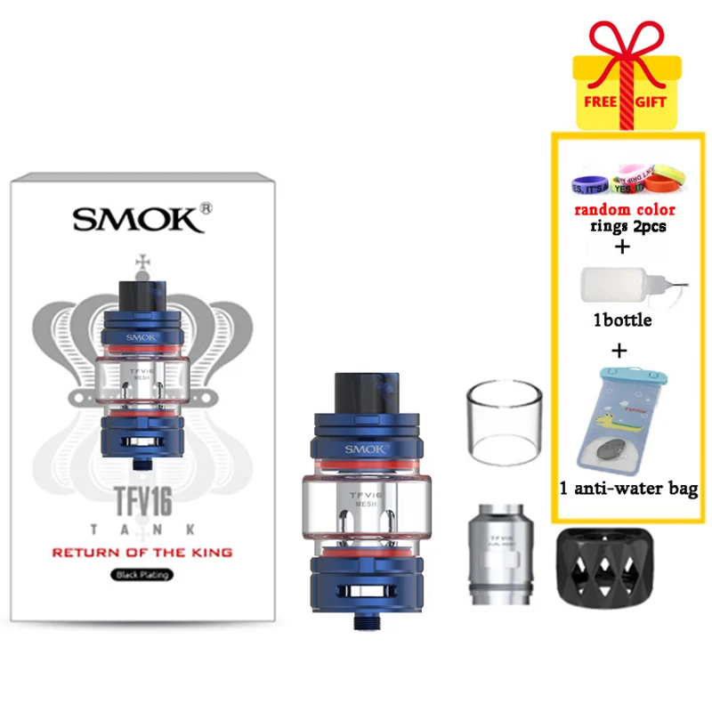 Blue SMOK TFV16 бак 9 мл электронная сигарета атомайзер 510 нить TFV 16 сетка катушка испаритель VS TFV12 Prince Танк Vape - Цвет: Blue