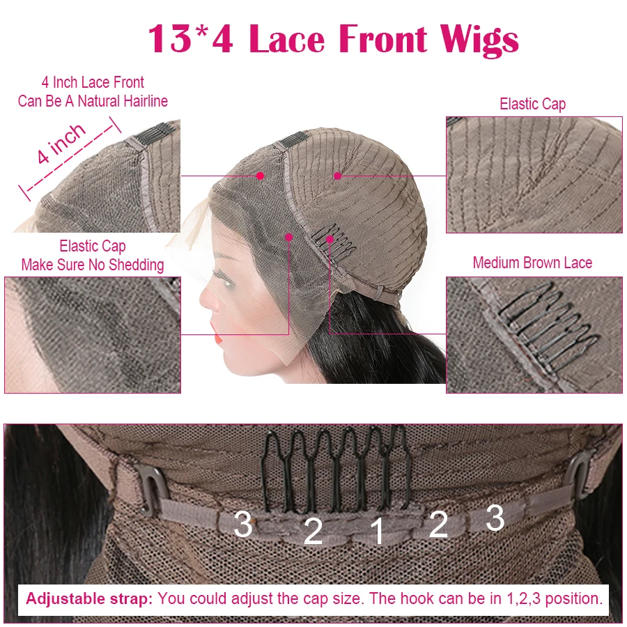 13x4 глубокая волна Синтетические волосы на кружеве человеческих волос парики для