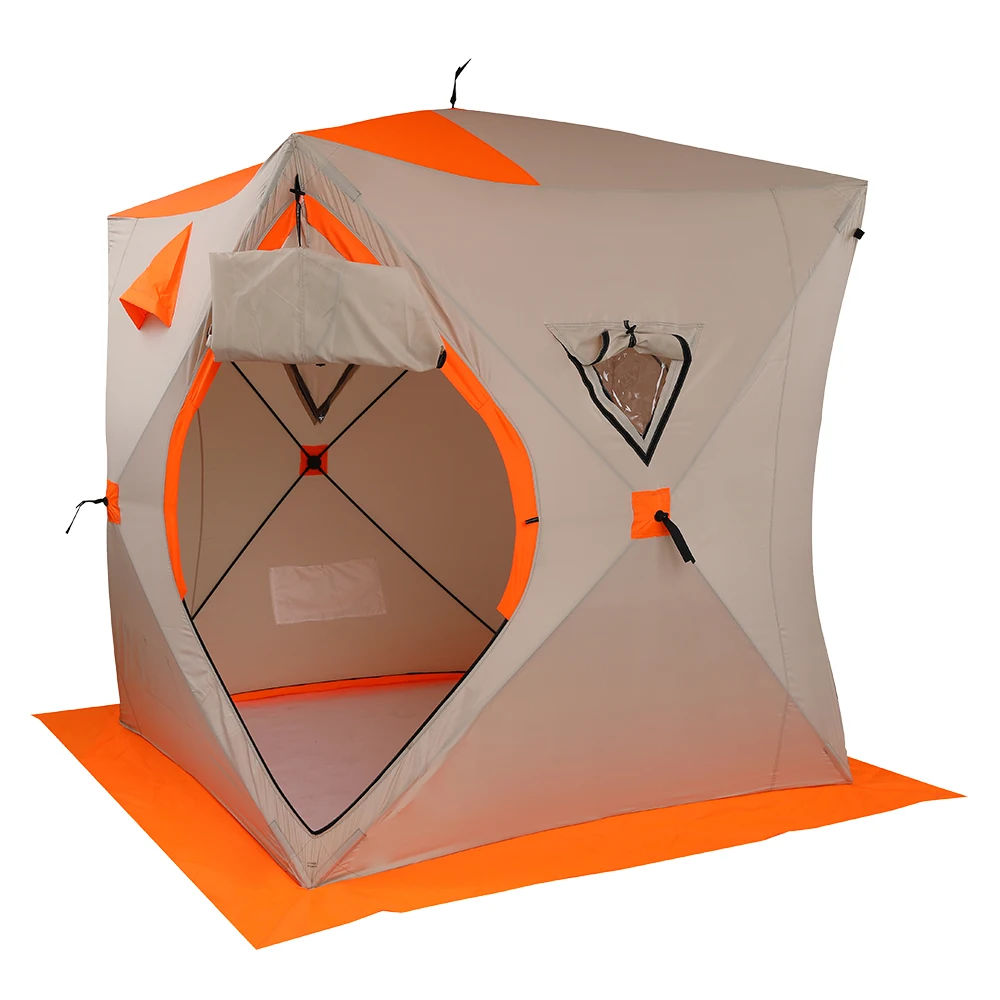 

Ice Fishing Tent 180x180x200CM Cold Resistance Wind And Rain Protection Suitable For Outdoor Fishing Orange&White[US-Stock]