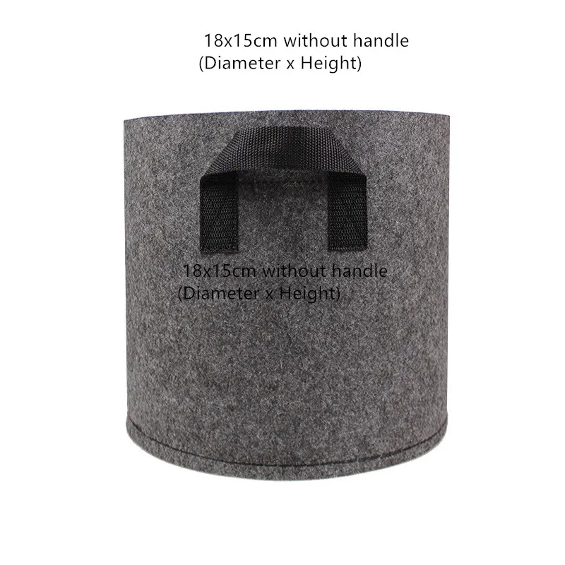 1/2/3/5 Gallon Felt Grey Fabric Plant Grow Bag Garden Planting Bag with Handle Growing Box Vegetable Potato Round Pot Container - Цвет: 18x15cm