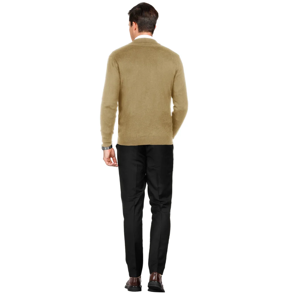 PJ Мужской длинный рукав шаль воротник пуговица планка трикотаж вязаный кардиган