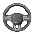 Сшитая вручную черная искусственная кожа Чехол рулевого колеса автомобиля для Dodge Challenger, Dodge Charger 2015-2021, Dodge Durango 2018-202