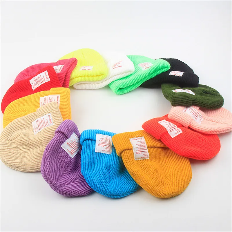 Шапка бини зимняя вязаная женская шапка 14 неоновых цветов без полей для