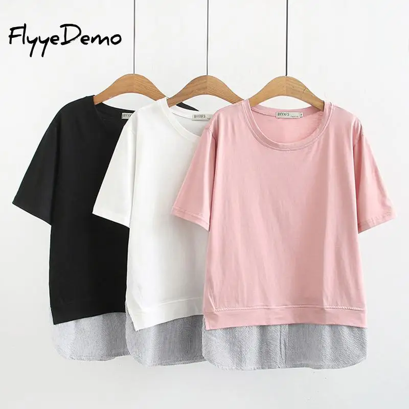 Поддельные 2 шт. футболка с боковыми женское платье супер T рубашки для мальчиков