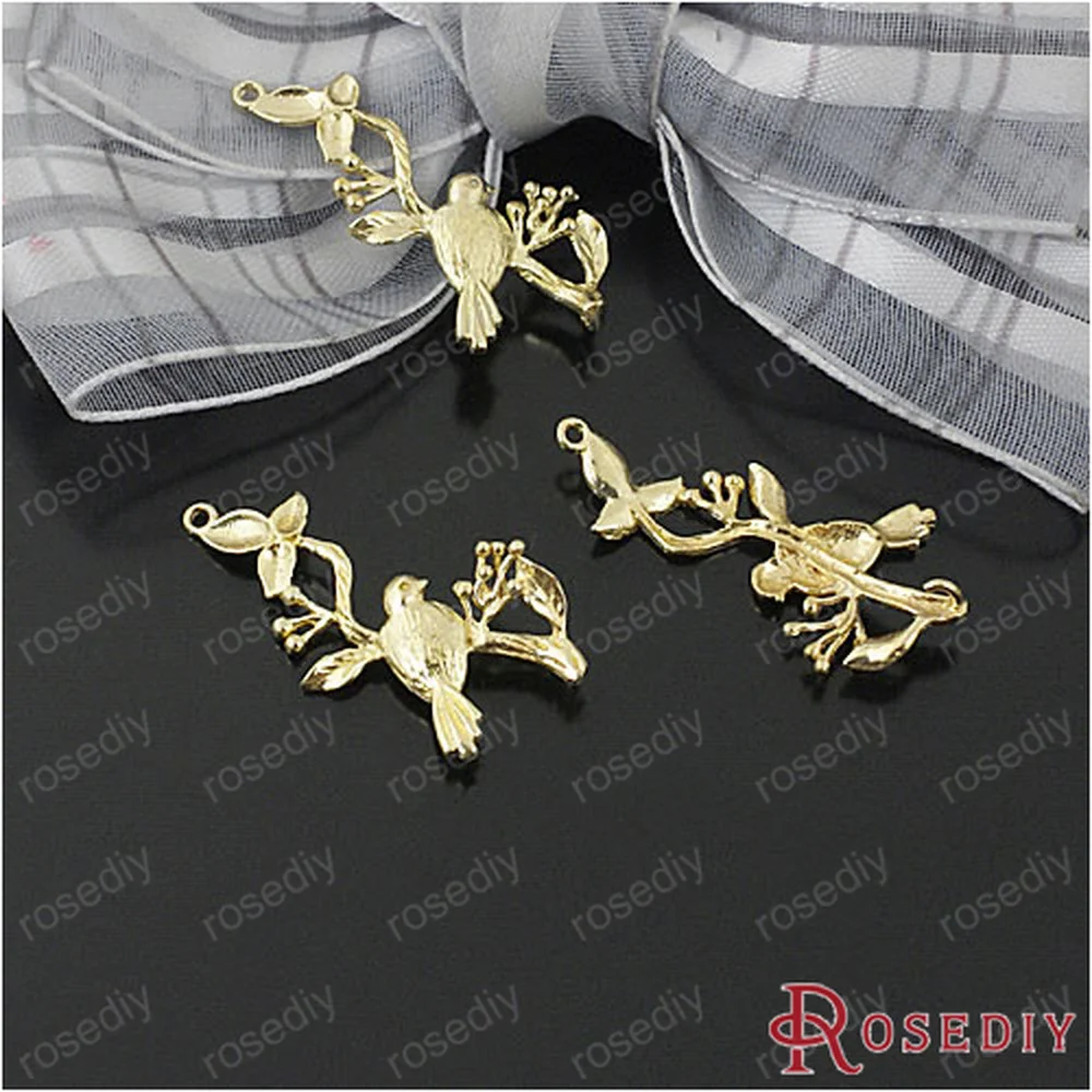 (D588)6 шт. 30*15 мм Высокое качество цвета шампанского позолоченные латунные ветви