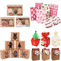 merry christmas paper gift boxes christmas cookies candy pack box treat bag xmas new year party decorations for kids favors noel