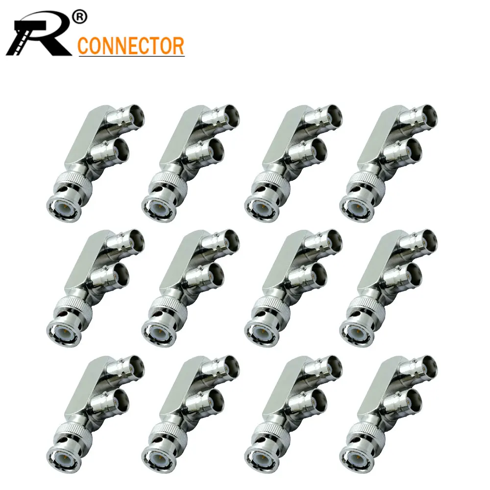 

12/50/100pcs BNC Male Plugs To 2 Female Jack F Type Connector Adapter For CCTV Surveillance System