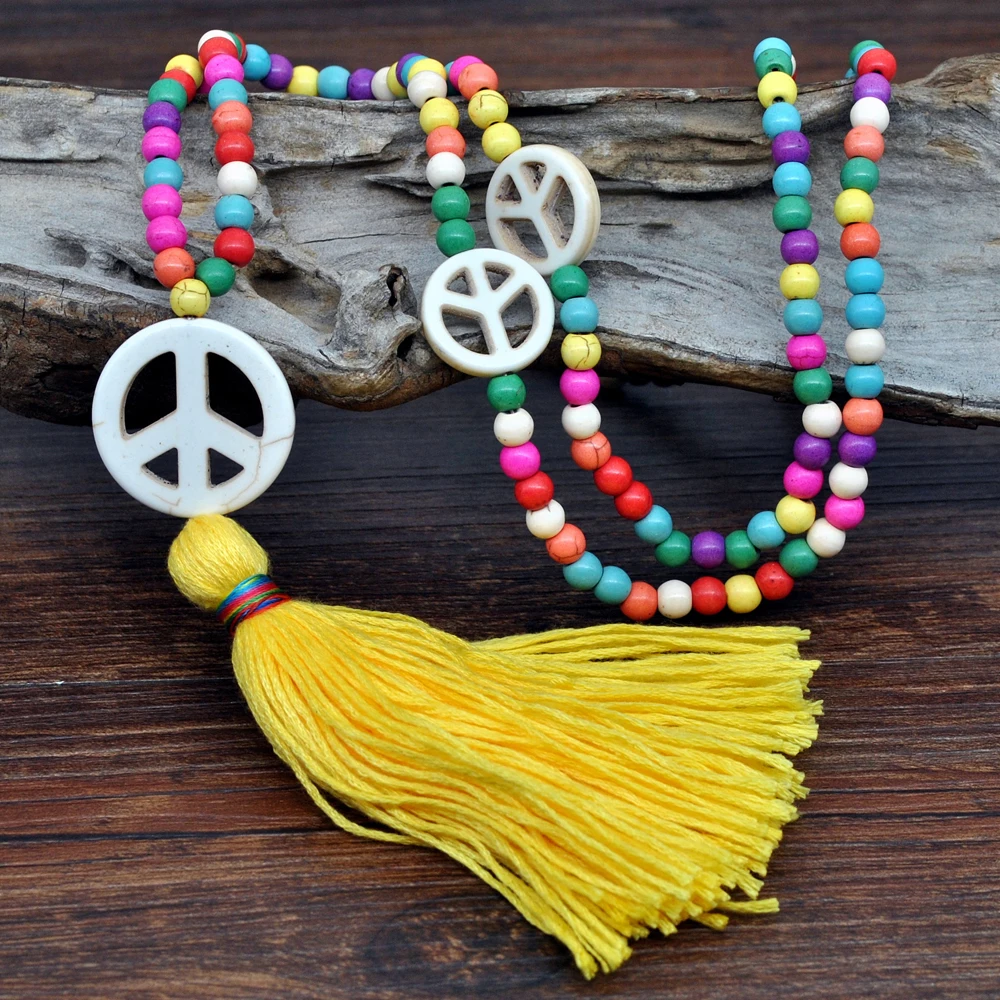 Yumfeel Brand New Fashion Jewelry Tassel Necklace Handmade Colorful Stone Beads Women Necklaces |