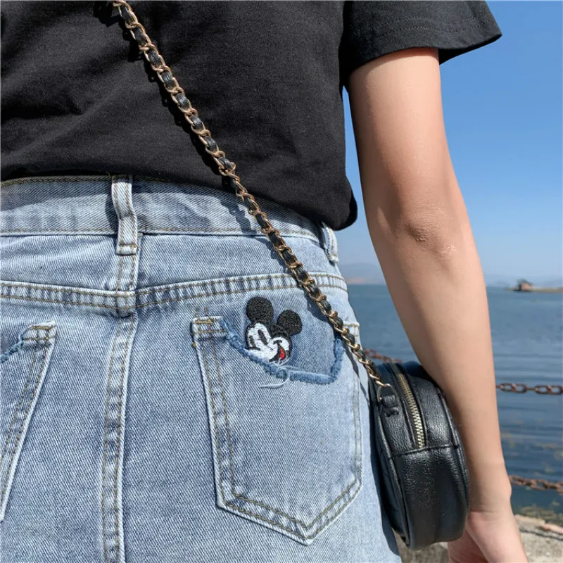 

2020 Summer New Skirt Embroidered Denim Skirt Was Thin a Step Skirt High Waist Korean Version of Mickey Female Style Age