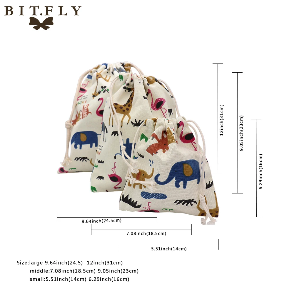 Брезентовые пакеты для конфет BITFLY из чистого хлопка Мультяшные животные детские