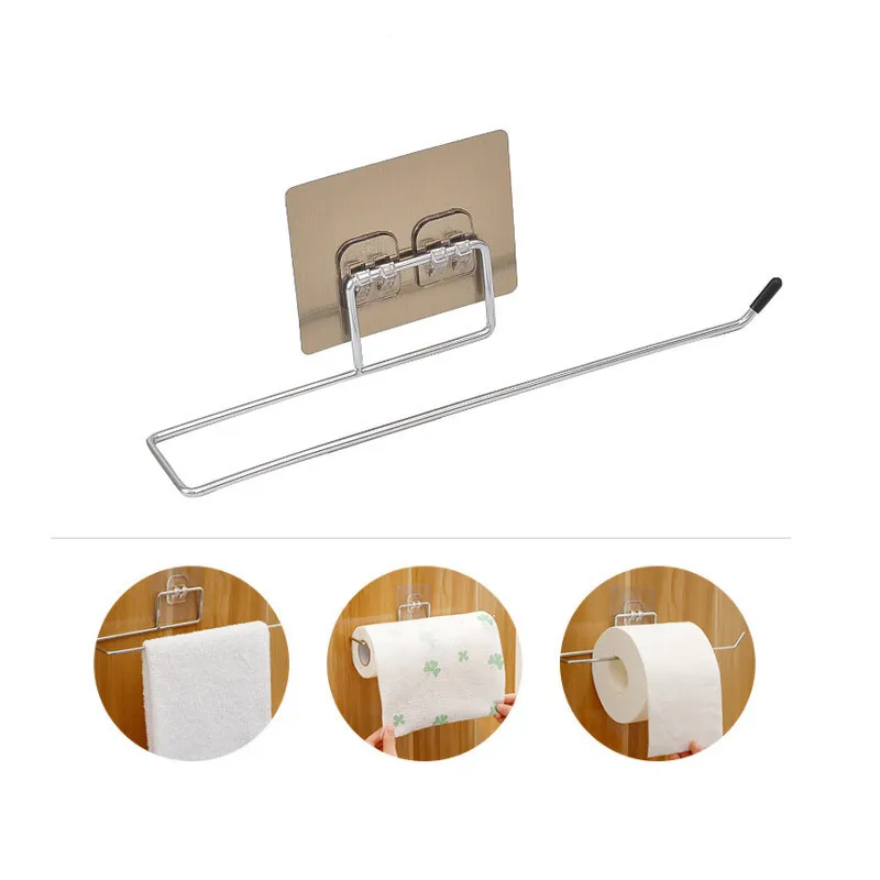 

Wall-mounted toilet paper holder Stainless steel towel rack Household storage rack Suitable for under the kitchen cabinet