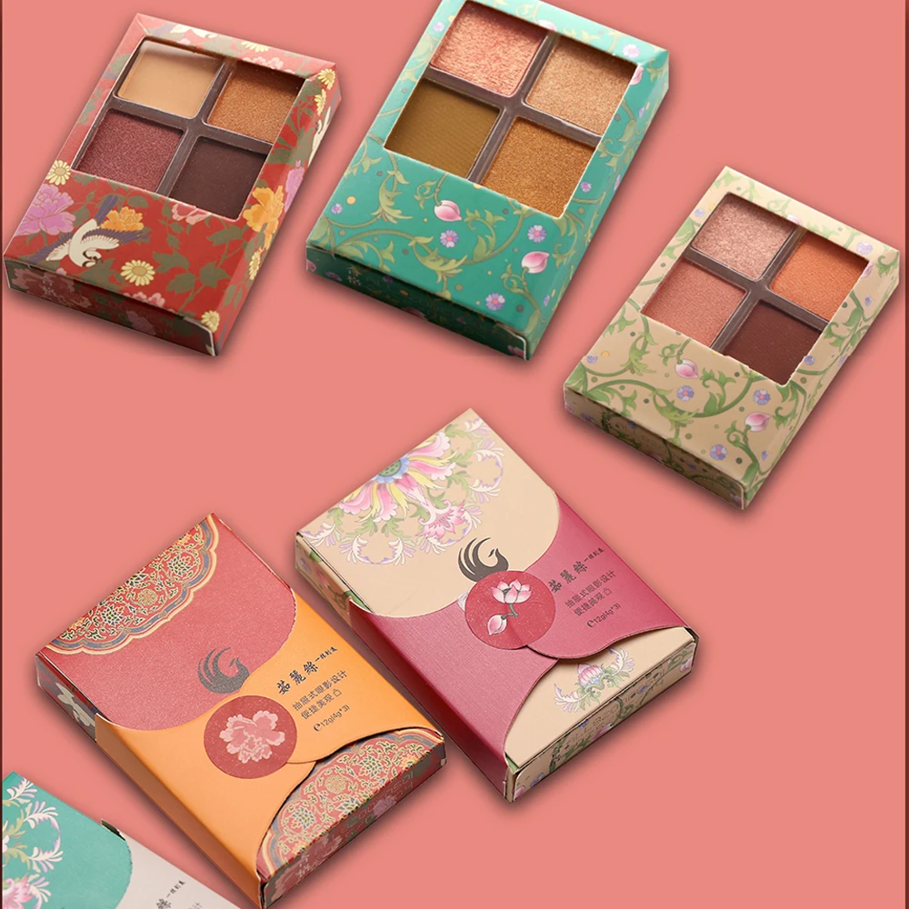 

4 Color Mini Antiquity Eyeshadow Palette Matte Shimmer Waterproof Glitter Pigmented Waterproof Eyeshadow Charming Powder Makeup