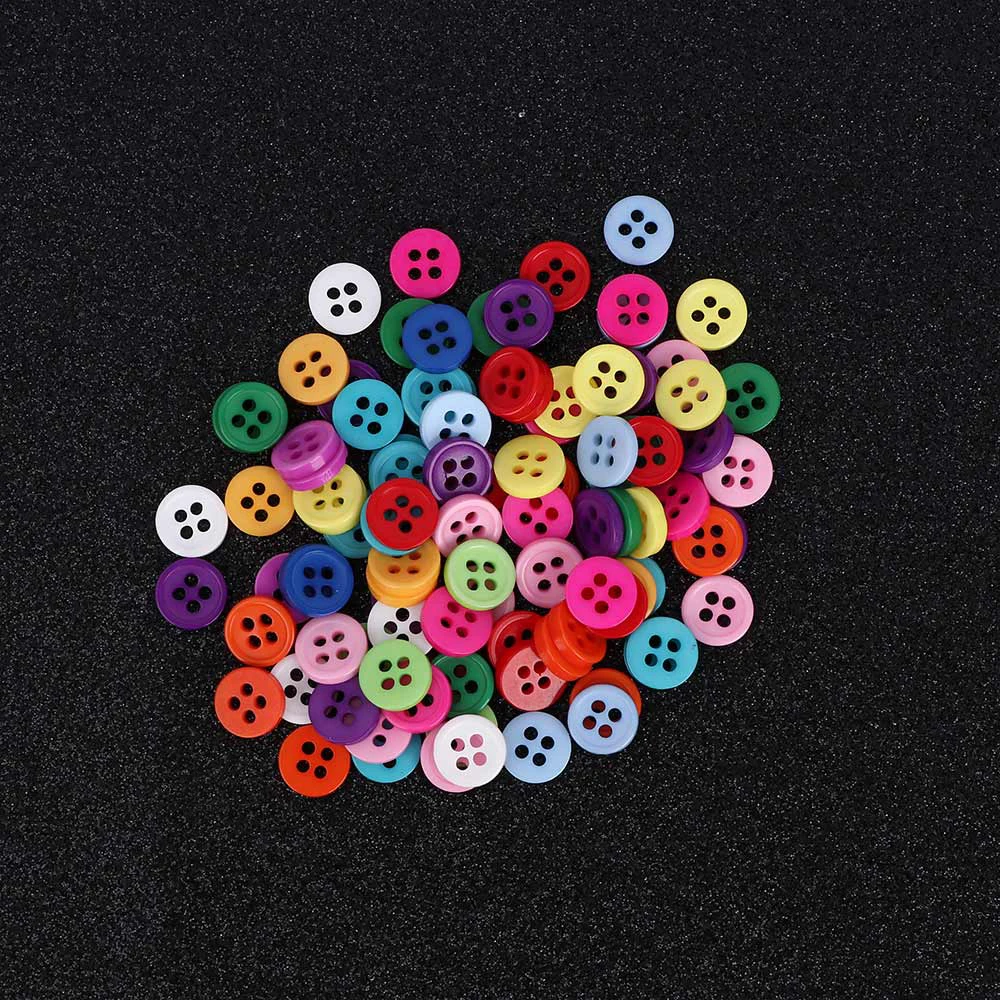 100 шт 4 отверстия Разноцветные кнопки для рукоделия круглые пуговицы шитья