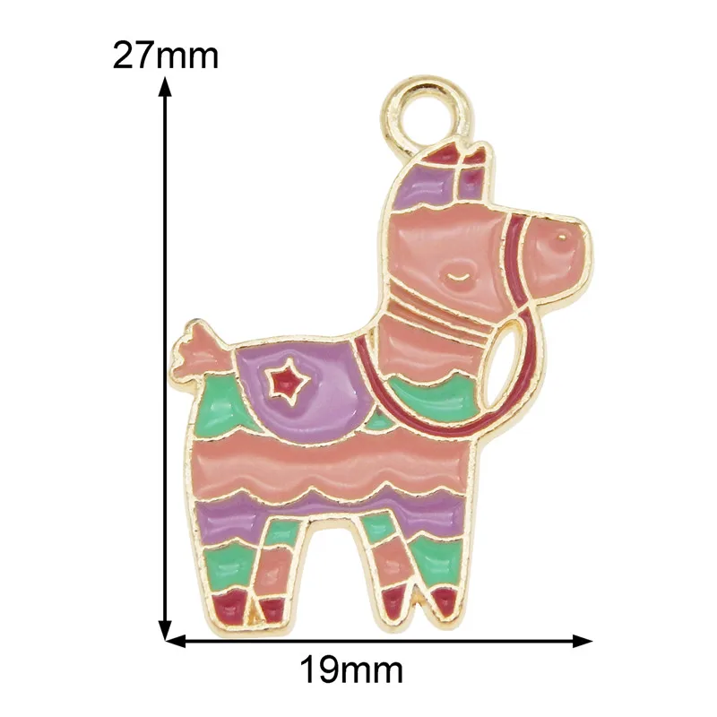 8 шт красочные животные лошадь сплав амулеты 27*19 мм ювелирное ожерелье серьги