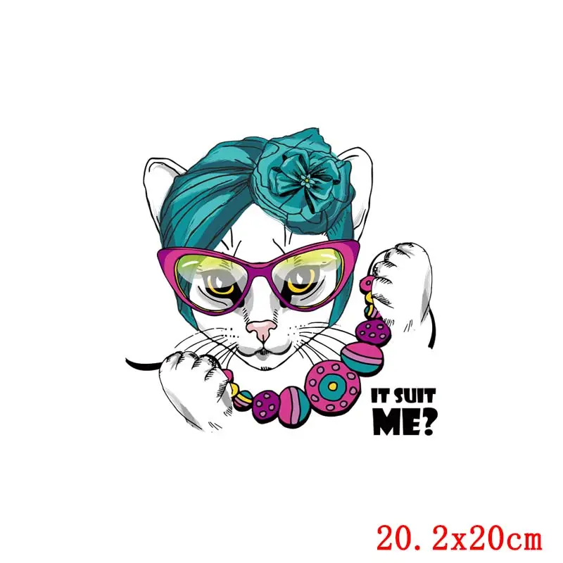 DIY милые наклейки с животными Печатный кот термоперенос для одежды модные