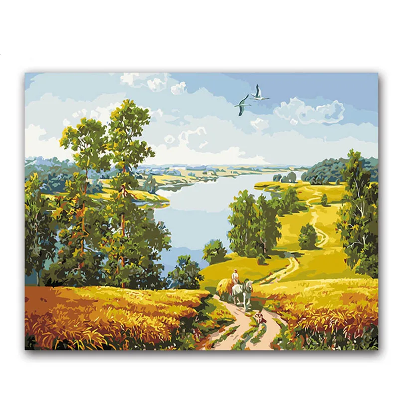 Картина по номерам пейзаж Томаса мост и поток рисунок окраска Акриловая картина