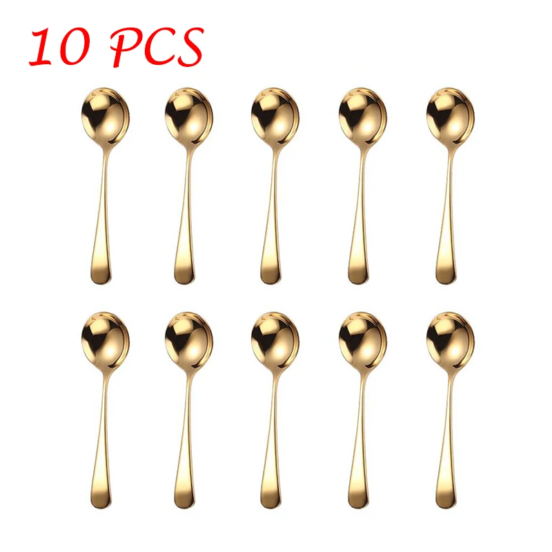 

10 шт., круглые кухонные ложки для кофе, десертов, фруктов, молока