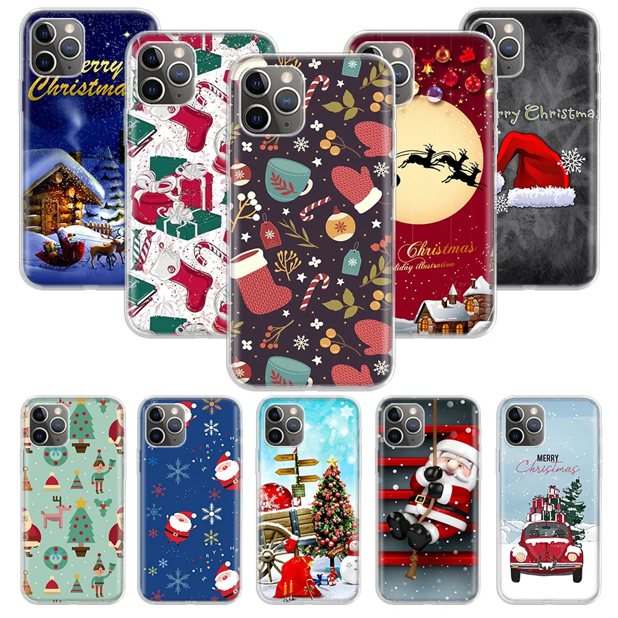 

Cute Cartoon Christmas Santa Smartphone Case Carcasa For iPhone 13 Mini 11 12 Pro Max XR X XS Max 7 8 6 6S Plus Soft Cover Coque