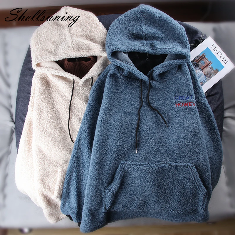Shellsuning/меховые толстовки для женщин Осенне зимняя одежда Повседневный флисовый