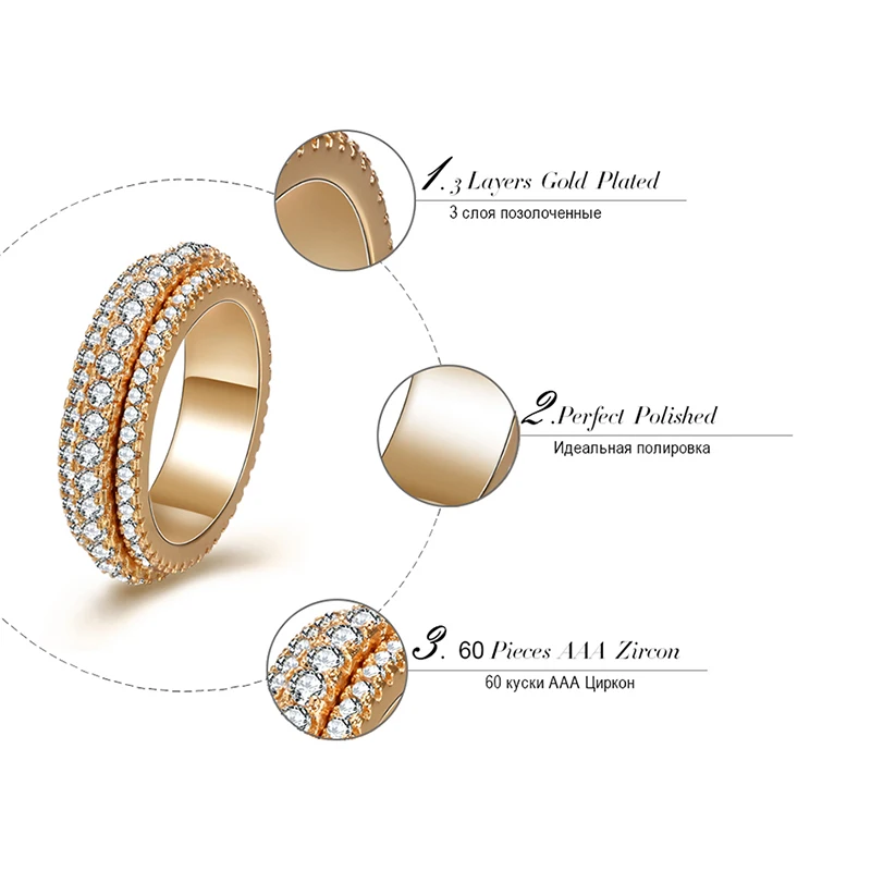 Золото Цвет дизайн с двумя слоями вращающимся кольцом классический Для женщин