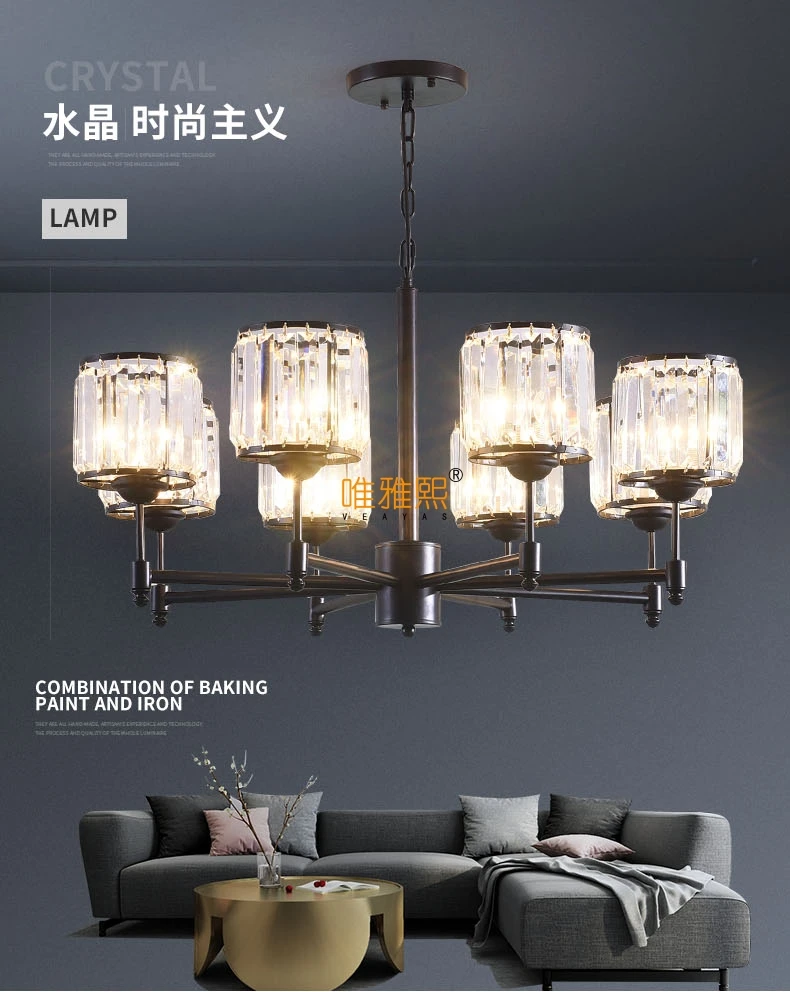 Luxury Crystal chandelier for Living Room Classic Crystal Chandelier Light Fixtures Bedroom Gold Lamp LED Crystal Lamp Ceiling